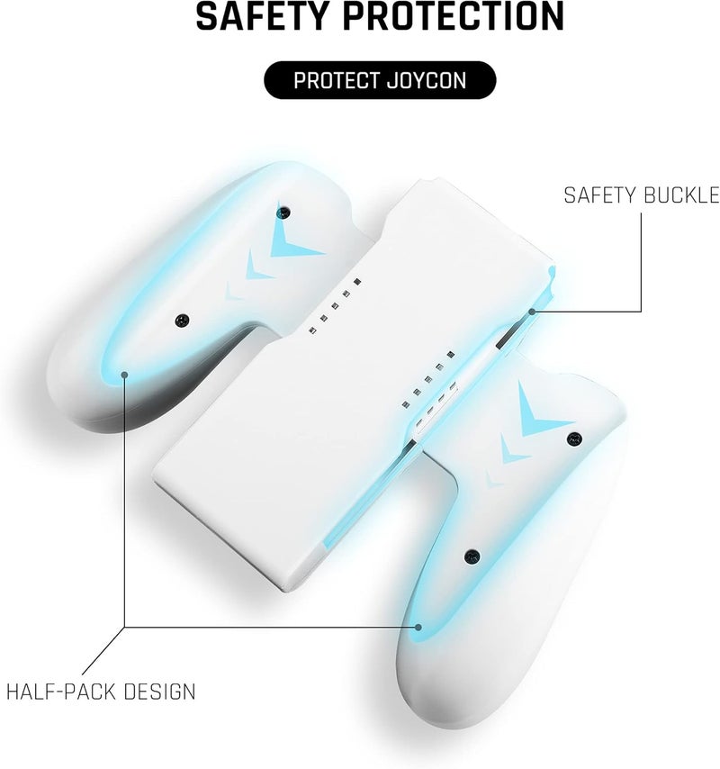 FANPL Charging Controller for Nintendo Switch & Switch OLED Joy-Cons, Game Accessories with Charge Indicator, Handle Grip with 1 m/3.3 Ft USB Type-C Data Cable, 6 Thumb Grip Caps (White) - Image 5